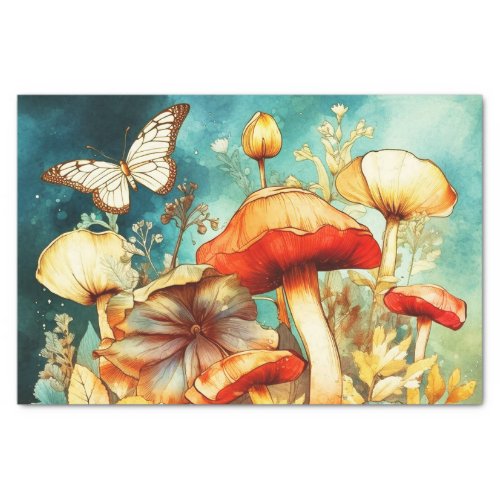 Vintage Butterfly and Mushroom Decoupage Tissue Paper