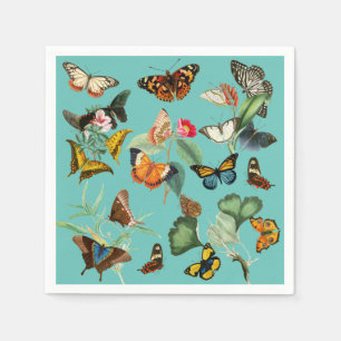 Vintage Butterfly Art, Many Kinds and Colors Napkins