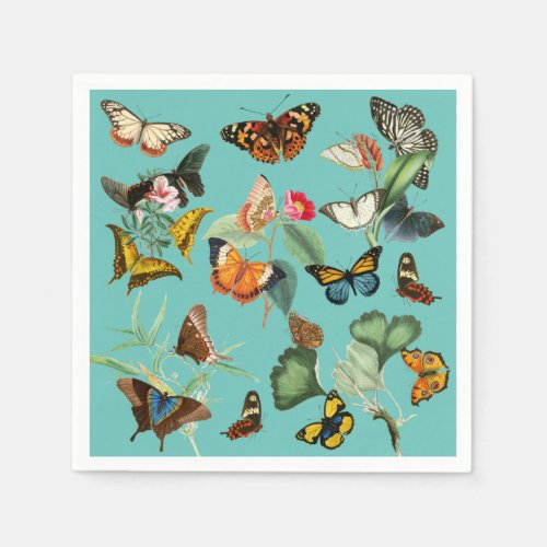 Vintage Butterfly Art Many Kinds and Colors Napkins