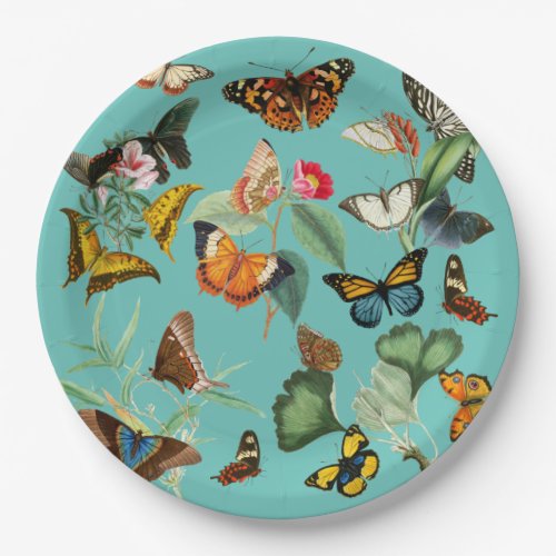 Vintage Butterfly Art Many Kinds and Colors Paper Plates