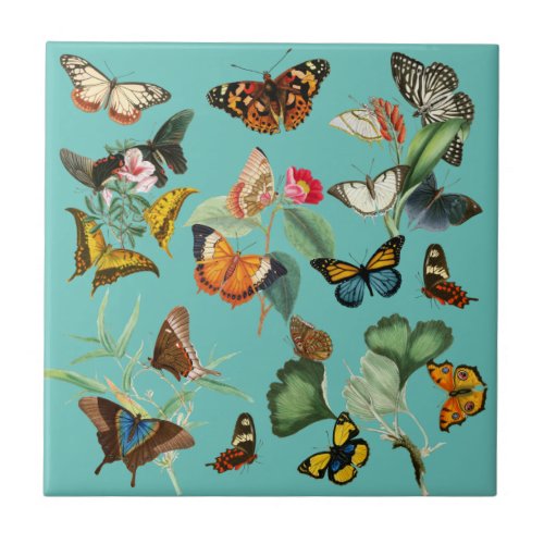 Vintage Butterfly Art Many Kinds  Colors Ceramic Tile