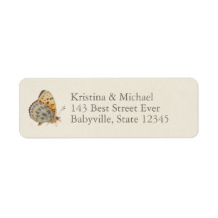 Vintage Butterfly Baby Shower Label