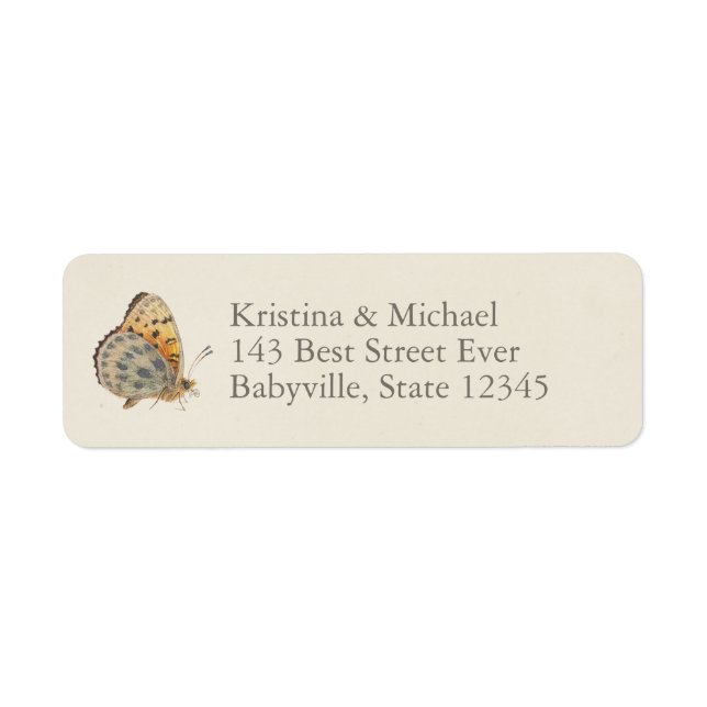 Vintage Butterfly Baby Shower  Label (Front)