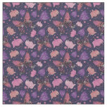 Vintage Butterfly Blue Floral Pattern Fabric