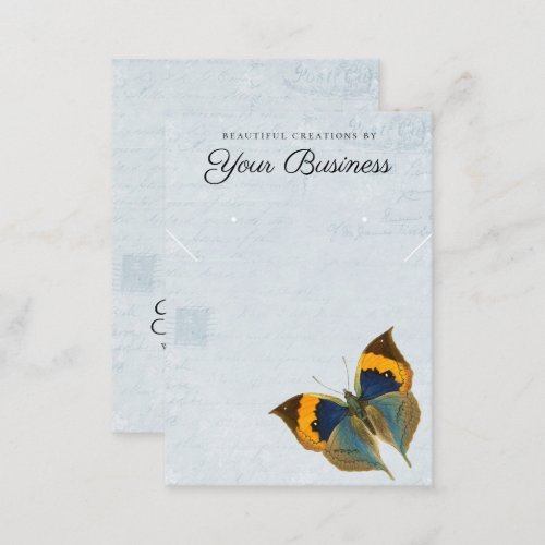 Vintage Butterfly Blue Jewelry Earring Display Bus Business Card
