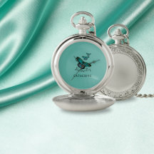 Vintage Butterfly Blue Pocket Watch