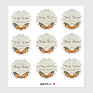 Vintage Butterfly Body Butter 2.5" Product Label