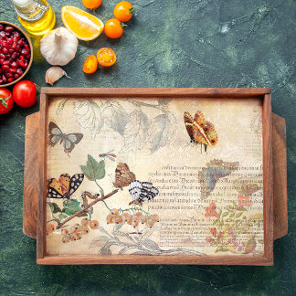 Vintage Butterfly Botanical Ephemera Decoupage Tissue Paper