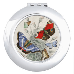 Vintage Butterfly Botanical Scientific Illustratio Compact Mirror