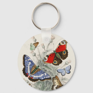Vintage Butterfly Botanical Scientific Illustratio Keychain