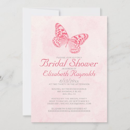 Vintage Butterfly Bridal Shower Invitations