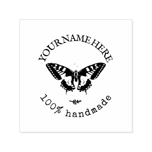 Vintage Butterfly Business Logo Distressed Self_inking Stamp