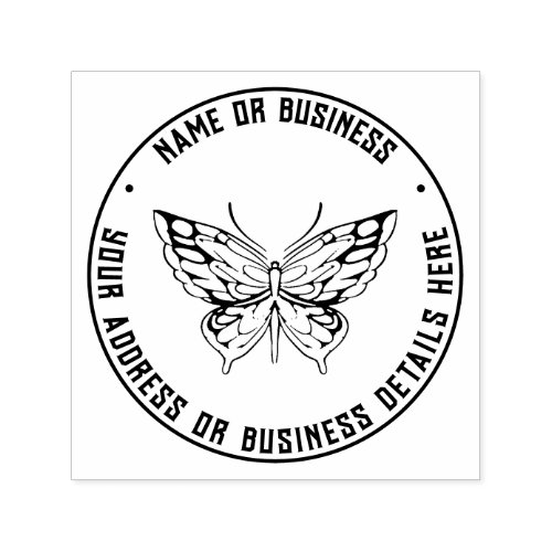 Vintage Butterfly Business Name Return Address Self_inking Stamp