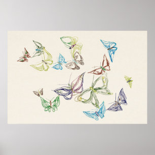 Vintage Butterfly by Kamisaka Sekka (1904) Poster