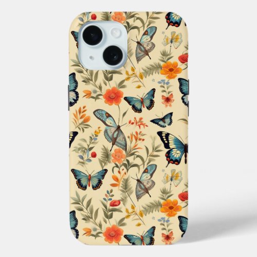 Vintage Butterfly iPhone 15 Case