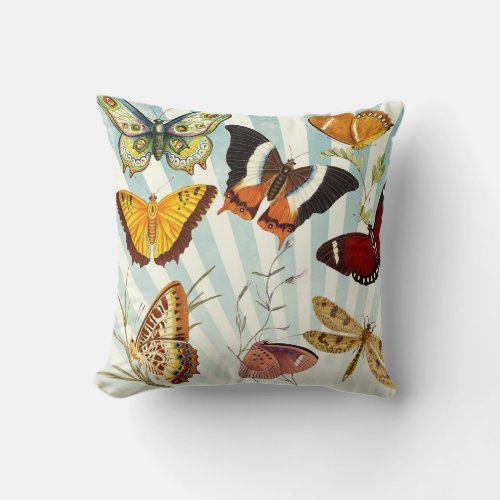 Vintage Butterfly Collage Throw Pillow