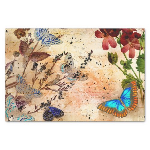 Vintage Butterfly Collage Tissue Paper