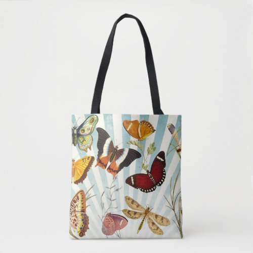 vintage butterfly collage tote bag