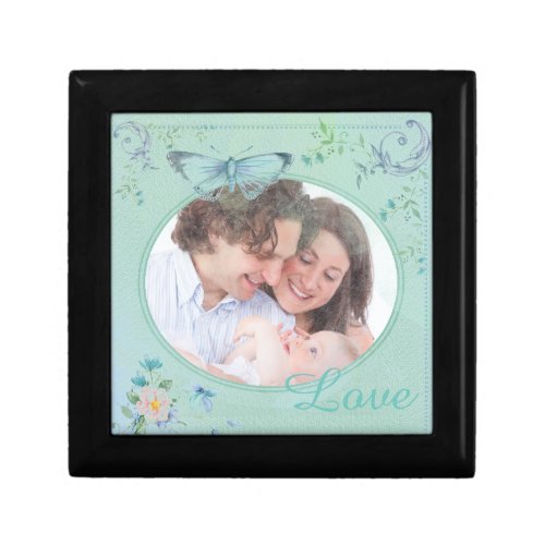 Vintage Butterfly Custom Oval Photo Gift Box