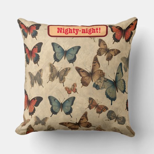 Vintage Butterfly Dreams Throw Pillow