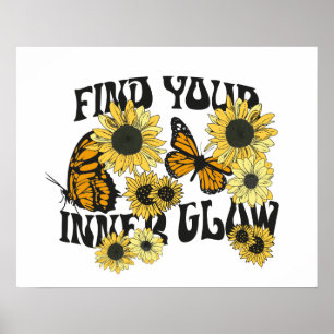 Vintage Butterfly   Find Your Inner Glow Poster