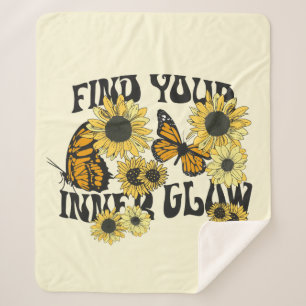 Vintage Butterfly   Find Your Inner Glow Sherpa Blanket