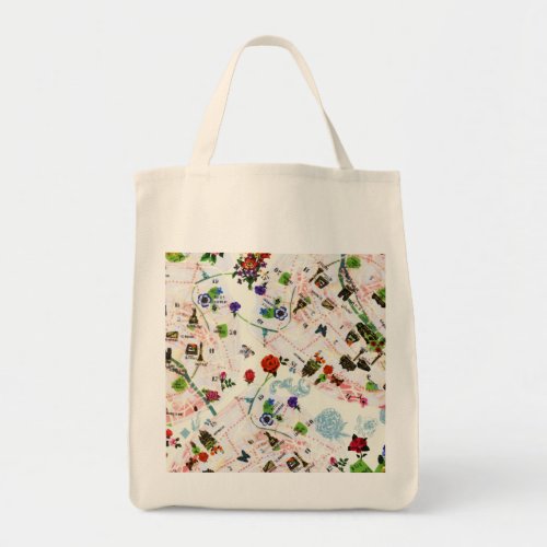 Vintage Butterfly Floral Paris Street Watercolor Tote Bag