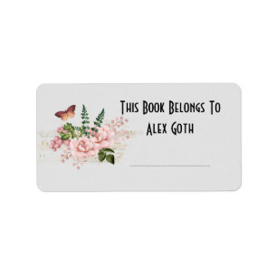 Vintage Butterfly Flowers Book Labels Custom Name