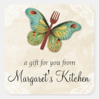vintage butterfly fork food gift tag label