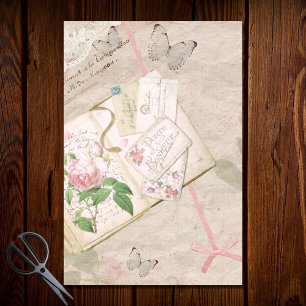 Vintage Butterfly French Book Ephemera Decoupage Tissue Paper
