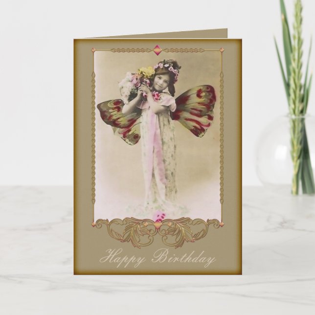 Vintage Butterfly Girl Card (Front)