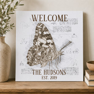Vintage Butterfly Graphic Faux Canvas Print
