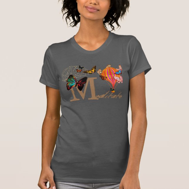 Vintage Butterfly Hot Air Balloon Meditate T-Shirt (Front)