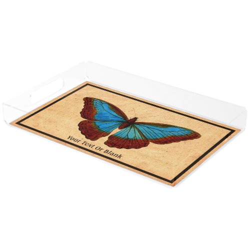 Vintage Butterfly Illustration Acrylic Tray