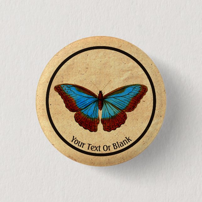 Vintage Butterfly Illustration Button (Front)