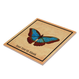 Vintage Butterfly Illustration Ceramic Tile