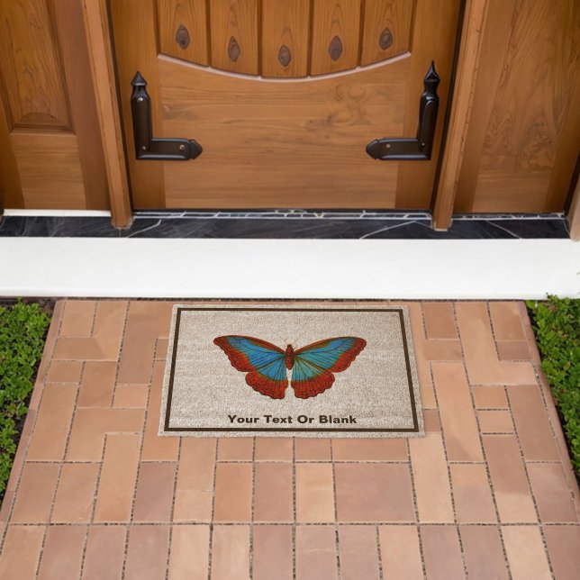 Vintage Butterfly Illustration Fiber Doormat (Insitu (Outdoor))