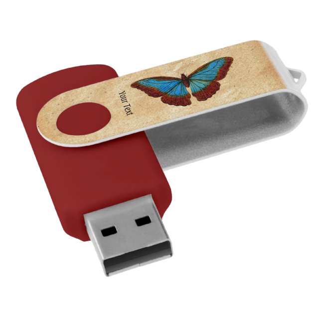 Vintage Butterfly Illustration Flash Drive (Angled)