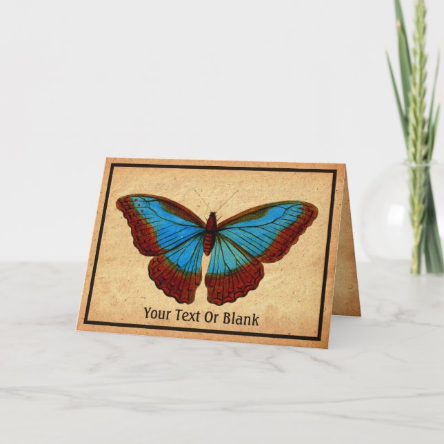 Vintage Butterfly Illustration Holiday Card (Front)