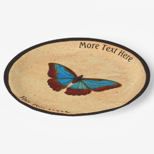 Vintage Butterfly Illustration Paper Plates