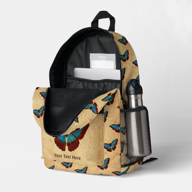 Vintage Butterfly Backpack Horeoi Vintage Butterfly Green Print Casual Backpack for  main image 3