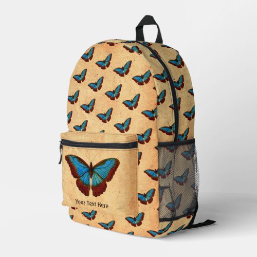 Vintage Butterfly Illustration Printed Backpack