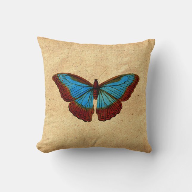 Vintage Butterfly Illustration Throw Pillow (Front)