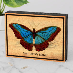 Vintage Butterfly Illustration Wooden Box Sign
