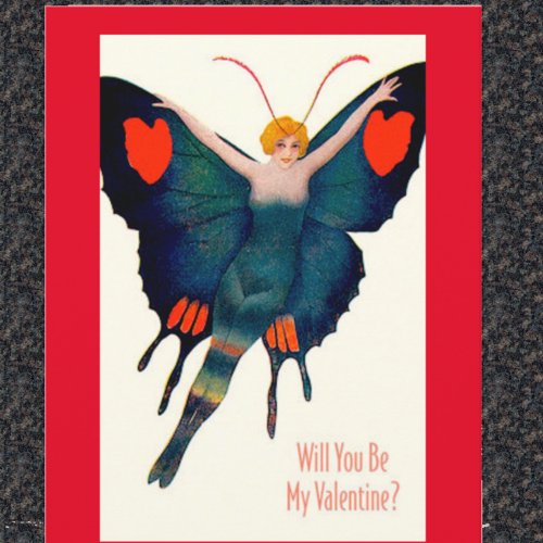Vintage Butterfly Lady Valentine Card