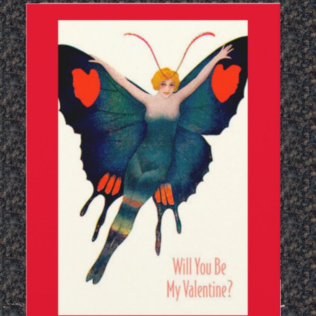 Vintage Butterfly Lady Valentine Card (Creator Uploaded)