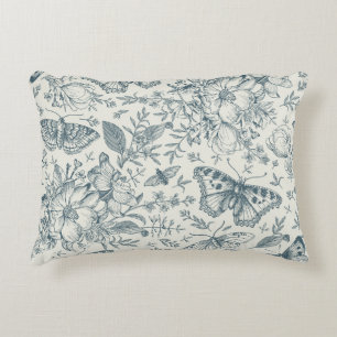 Vintage Butterfly, Luna Moth and Flowers Accent Pillow