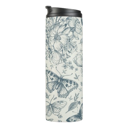 Vintage Butterfly Luna Moth and Flowers  Thermal Tumbler