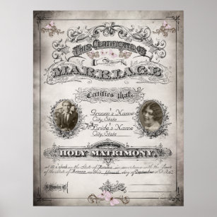 large poster Wedding Gifts FREE Shipping Family Tree 1901 Certificate of Marriage print Antique Poster Wedding Decor