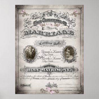 Vintage Butterfly Marriage Certificate Poster by GranniesAttic at Zazzle